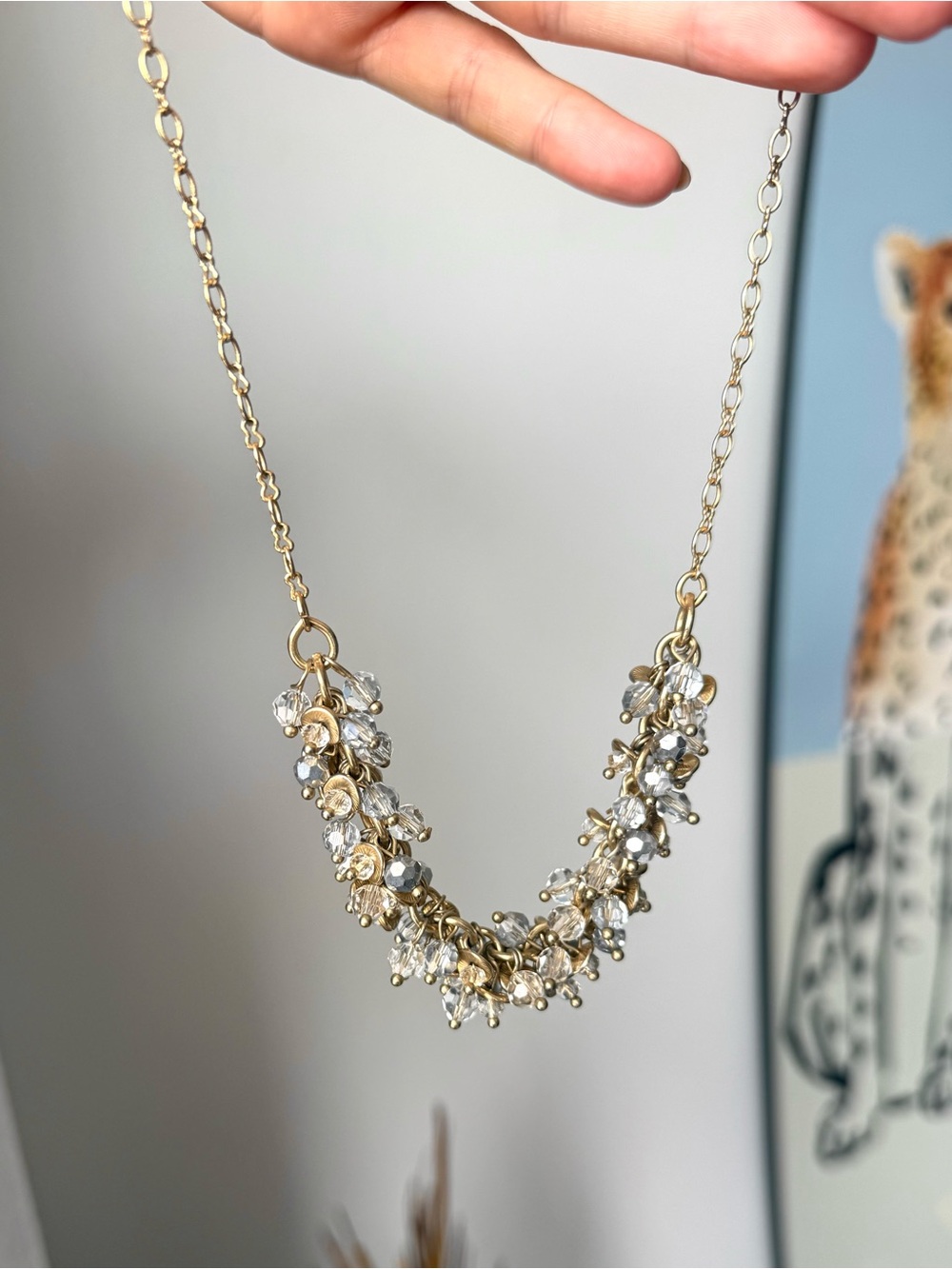 Banana Republic Gold Crystal Bead Necklace